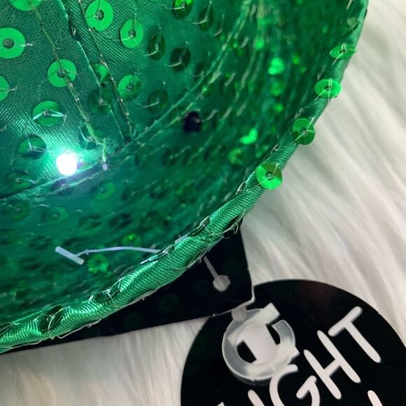 St Patricks Day Fedora Led Light Up Sequins Green Unisex Fedora Irish NEW - Picture 5 of 12